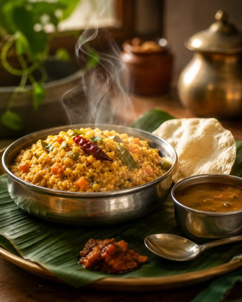Vidya's Recipe Diary — steaming homemade Bisi Bele Bath from Vidya's kitchen